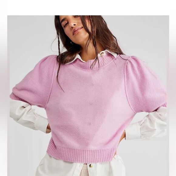 Free People Sweaters - Free People Staycation Cashmere Pullover Sweater Pink Lavender Size LARGE